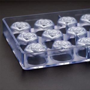 21 Grid Rose Shaped Chocolate Mold Rectangular Hard Plastic Kitchen Baking Mold Household Cake Tools DIY Handmade Mold TMZ