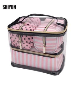 Przezroczysta torba kosmetyczna PCV Organizator podróży torba toaletowa Zestaw Pink Beauty Makijaż Makijaż Vanity Vanity Trip 21077362377