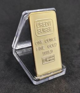 Handicraft Collection 1 oz 24k Gilded Credit Suisse Gold Bar Bullion mycket vacker affärsgåva med olika serier nummer7046647