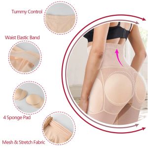 Kvinnors kropp shaper underkläder hög midja höft vadderade trosor lår smalare sexig rumpa lyftare falska rumpa bodyshorts höftförstärkare