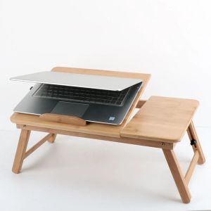 Lapdesksksksk desk laptop in bambù pieghevole per colazione pieghevole vassoio mini da letto portatile con spazio di lettura del taccuino spazio di archiviazione