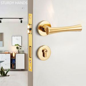 Golden Zinc Alloy Bedroom Door Lock Kitchen Handle Lock Indoor Mute Security Door Locks High Qualit Hardware Deadbolt Lockset