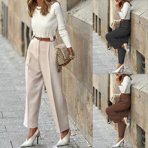 Streamlined Design Women's Straight Leg Suit Pants with High Waistline Flattering and Chic Perfect for Any Occasion