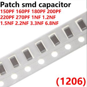 100pcs 1206 Patch SMD Capacitor 100NF 220NF 470NF 680NF 1UF 2.2UF 12pf 13pf 16pf 18pf 20pf 82pf 91pf 100pf 110pf 120pf 130pf