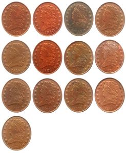 ABD zanaat klasik kafa yarım sentleri 1809 1836 13pieces tarihleri ​​seçti 100 bakır kopya parası brass süsleri ev dekorasyonu a7455006