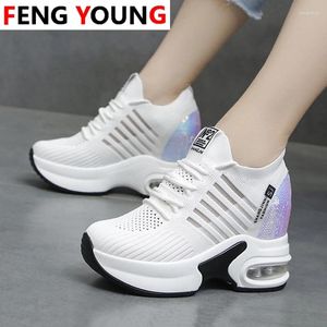 Scarpe da fitness piattaforma da donna cuneo a cuneo 9 cm tallone alto crescente donna casual donna sneaker grossa da sneaker in rete