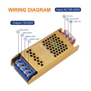 LED -belysningstransformatorer DC 12V 24V Switching Power Supply 80W 120W 200W 300W 400W LED -drivrutinvandlare för LED -remsljus