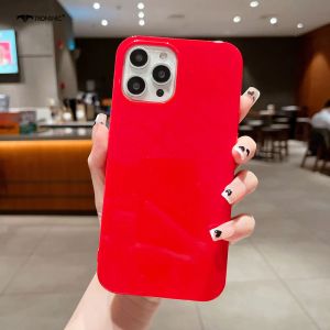 Ins Candy Luxury Glossy Phone Case for iPhone 14 13 12 11 Pro Max XR Xs Max XR 7 8 Plus Soft Red Blue Colorful Cover Couple Hot