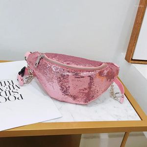 Taillenbeutel Holographie für Frauen Silber Fanny Pack weibliche Gürtelbeutel Schwarze Geometrische Packungen Laser Brust Telefon Beutel Hintern