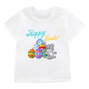 Çocuk Hıristiyan Tatil İnanç T-Shirt Kids Paskalya Parti Yumurtaları Baskı Kıyafetleri Üst Erkekler/Kız Tavşan ve Çiçek Giyim Hediyesi