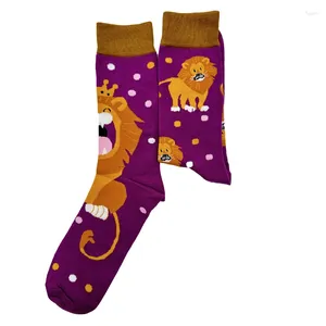 Men's Socks 1pairs Comfortable Breathable Harajuku Funny Personality Ab Style Lion Soft Business Hip Hop