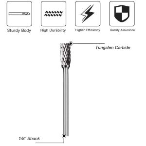 3mm Shank Drawing Tungsten Carbide Burr Milling Cutter Rotary Tool Double Diamond Cut for Dremel Metal Wood Electric Grinding