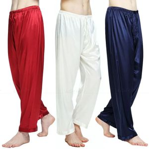 Pantaloni da pigiama del pigiama in satina di seta da uomo pantaloni da sospensione dei pantaloni del sonno liberi p p s m l xl 2xl 3xl 4xl più 240329