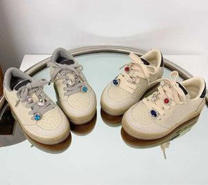 Sneakers New Classic Star Girls Rhinestone Sports School Childrens Casual and Jewelry Gold Shoes J240410