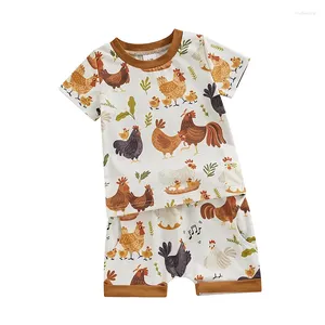 Clothing Sets Toddler Baby Boy Farm Clothes Western Chicken Animals Tractor Shirt Short Pant Summer Outfit Country Stuff