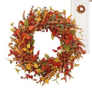 Декоративные цветы осень фальшивый венок для дверной стены гирлянды венки передний декор с ягодами и листьями сбора урожая
