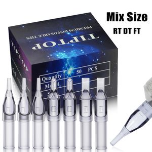 Mixed Sizes Tattoo Tips Sterile Disposable 3R 5R 7R 9R 3D 5D 7D 9D 5F 7F Tattoo Nozzle Tips Needle Tubes for Tattoo Grips Supply