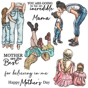 Mangocraft Love Mother Daughter Cutting Dies Clear Stamps Mother's Day Gift DIY Scrapbooking Metal Dies Silicone Stamps For Card