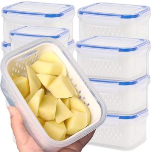Storage Bottles Refrigerator Box Drain Basket Vegetable Fruit Boxes Moisture-Proof PP Material Food Sealed Jar Kitchen Organizer