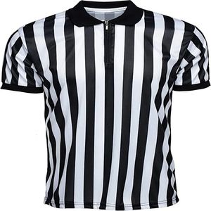 Mens Official Pro-Style Collared Referee Shirt Basketball Fottball Soccer Wrestling Boxing Short Sleeve Umpire Striped T-shirt 240402