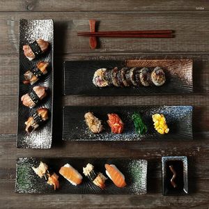 Пластины 1pc кухня Творческая прямоугольная суши сашими тарелка холодное блюдо Японское керамическое ретро -ресторан