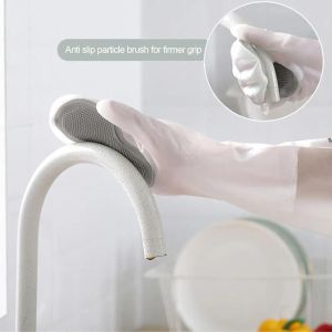 2Pcs Cleaning Gloves Rich Sparkling Powerful Bristles Quick Rinse Clean PVC Dishwashing And Scrubbing Gloves Kitchen Supply