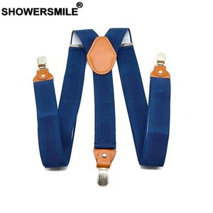 Navy Suspenders Men Solid Mens Trouser Belt Elastic Adjustable Braces Adult Wide Strap Male Suspender 120cm35cm 240401