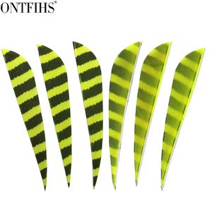 24 Pcs 4Inch Water Drop Arrow Feathers Striped Pattern Real Feather Archery DIY Accessories