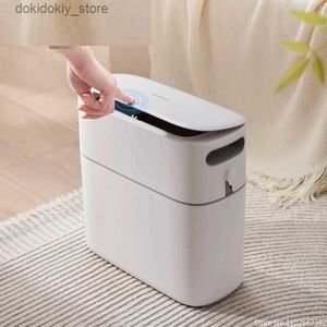 Waste Bins Creative Trash Can with Lid Household Toilet Kitchen Livin Room Automatic Wrappin Paper Bucket Convenient Compost Bin L49