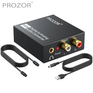 Connectors Prozor 192KHz Digital till analog ljudkonverterare DAC SPDIF Optical till analog L/R RCA -omvandlare Toslink till 3,5 mm uttag ut adapter