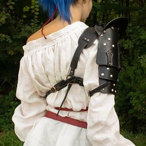 Mittelalterliche PU -Leder -Schulter -Rüstung Wikinger Ritter Pauldrons Gladiator Barbarian Cosplay Kostüm Steampunk Accessoire Larp Spaulder