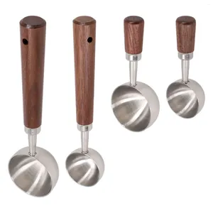 Kaffescoops 304 Rostfritt stål Mätsked Mjölkpulver Trähandtag TEA SCOOP Köksverktyg