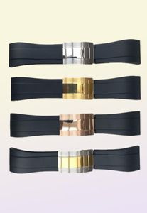 Rubber Silicone Watch Band Rx 111261 20mm Soft Black watch strap with Silver Clasp3383714