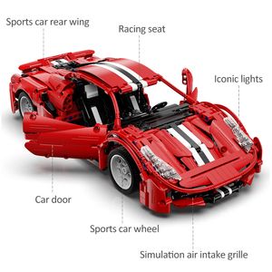 1126 PCS Teknisk stadskompatibla RC Supercar Building Blocks stam Remote Control Toys Gift Red Racing Bricks for Children Gift