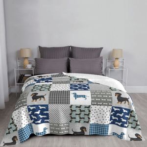 Dachshund niedliche Decke Flanelldruck Hund Haustiere tragbare ultra-weiche Plaid-Wurfdecke für Sofa Outdoor Plüsch dünner Quilt Queen