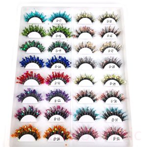 3D Luminous Mink Eyelashes Fluffy Dramatic Lashes Messy Long False Eyelashes Makeup Sequins Eye Lashes Glitter Color Lash