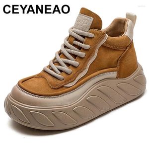 Dress Shoes Genuine Leather Flat Platform Women Autumn Winter Thick Soled Comfortable Versatile Casual Short Boots