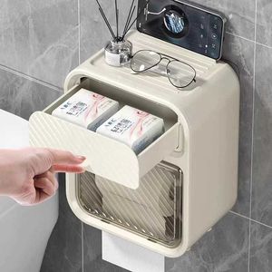 Toalettpappershållare Badrumsrullpappersställ Multifunktionell väggmonterad vävnadslåda med förvaringshylla Vattentät toalettytepappter Box 240410