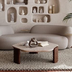 Soffbord hem vardagsrum liten lägenhet enkel modern marmor te bord lågt bord