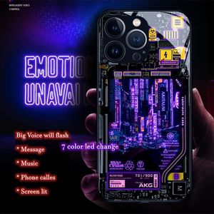 Cyberpunk Style Smart Luminous Phone Case för OnePlus 9 Pro 9 9R 8 7 7T Pro 6 6T Nord N10 N20 5G Glass Original Back Coques