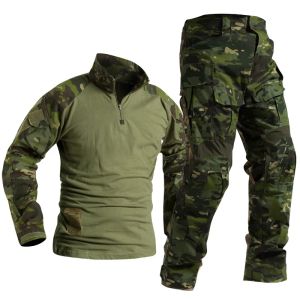 Byxor man militära kläder sätter taktiska uniformer bdu armé stridsdräkt kamouflage långärmad tshirts lastarbete byxor