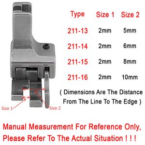 Dual Compensating Raising Presser Foot med Guide for Make Pocket Open Wire Stop Foot Industrial Sewing Machine Accessories