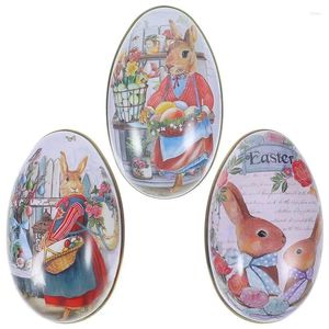 Gift Wrap 6pcs Easter Egg Shape Candy Box Metal Fillable Tin Printed Packaging Boxes Festival Party Favor Decoration