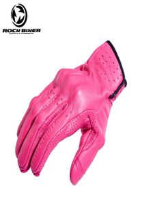 ROCK BIKER Summer Women Men Pink Leather Motorcycle Gloves Full Finger Outdoor Sport Cycling Motocross Gloves Guantes de Moto8467055