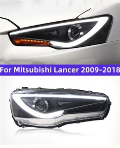 Mitsubishi Lancer 20 09-20 18アセンブリ修正LEDデイタイムライトライトストリーマターンシグナルレンズXenonランプ