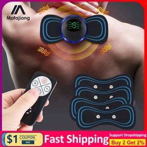 EMS Mini Neck Pulse Massager Electric LCD Display Stretcher 8 Mode Cervical Massage With 5 Patch Pulse Muscle Stimulator Relief