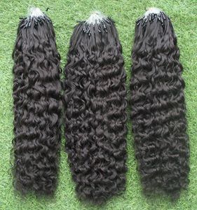 Qualit 8a البرازيلي البشري 1403903926039039 Micro Ring Hair Extensions 1GS 100G ملحقات مجعد الطبيعية Col3579363