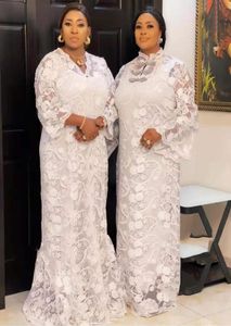 Roupas étnicas Estilo Africa Women039S Dashiki Moda Abaya Tullis Tulle Lace Fabrics Longo Vestido Longo Tamanho White1318382