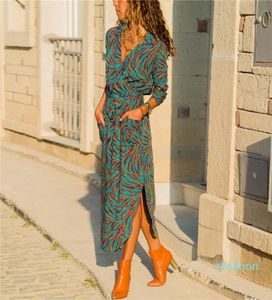 Hot Sale Print Beach Kleid Frauen 2019 Sommer Boho Lang Maxi Chiffon Kleider Sexy V-Neck Vintage Holiday Party Kleid Femme4104436