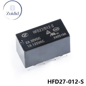 5pcs/1pc Mini Relé HFD27 DC 5V 12V 24V 2A HFD27-005-S HFD27-012-S HFD27-024-S 8PIN 125VAC 30VDC Relé de potência sensível ao mergulho